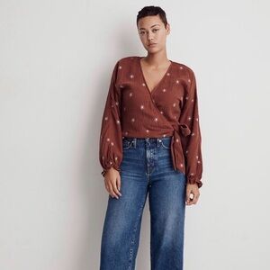 Madewell Women’s Rust Floral Wrap Blouse